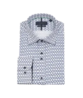 Geometric Pattern Men's Shirt - Navy