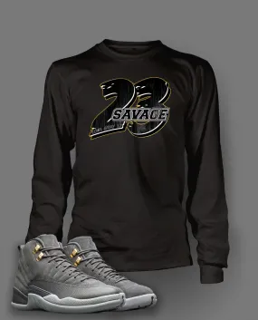 Graphic 23 Savage T Shirt To Match Retro Air Jordan 12 Cool Grey Shoe