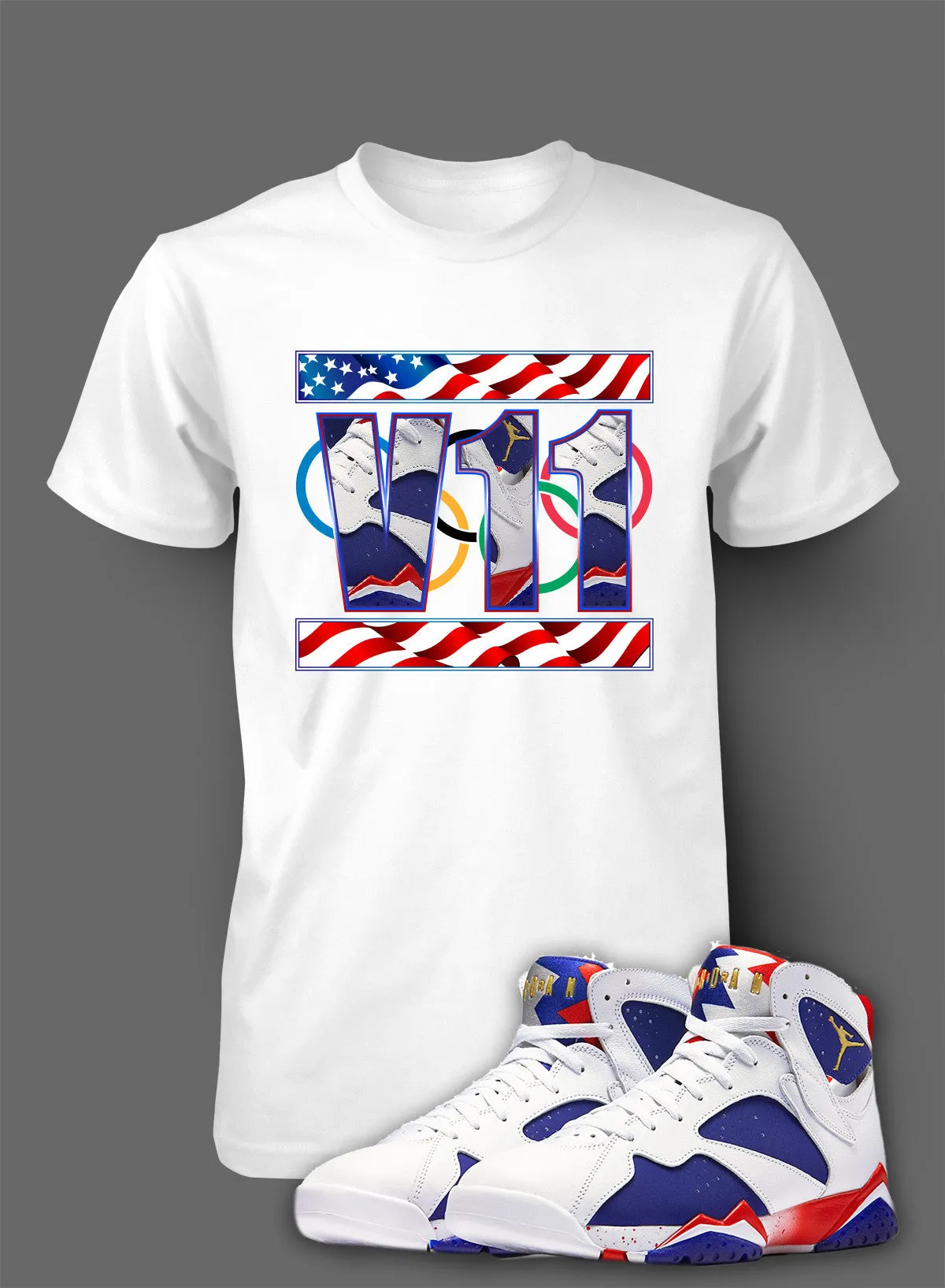 Graphic T Shirt To Match Retro Air Jordan 7 Olympic Shoe