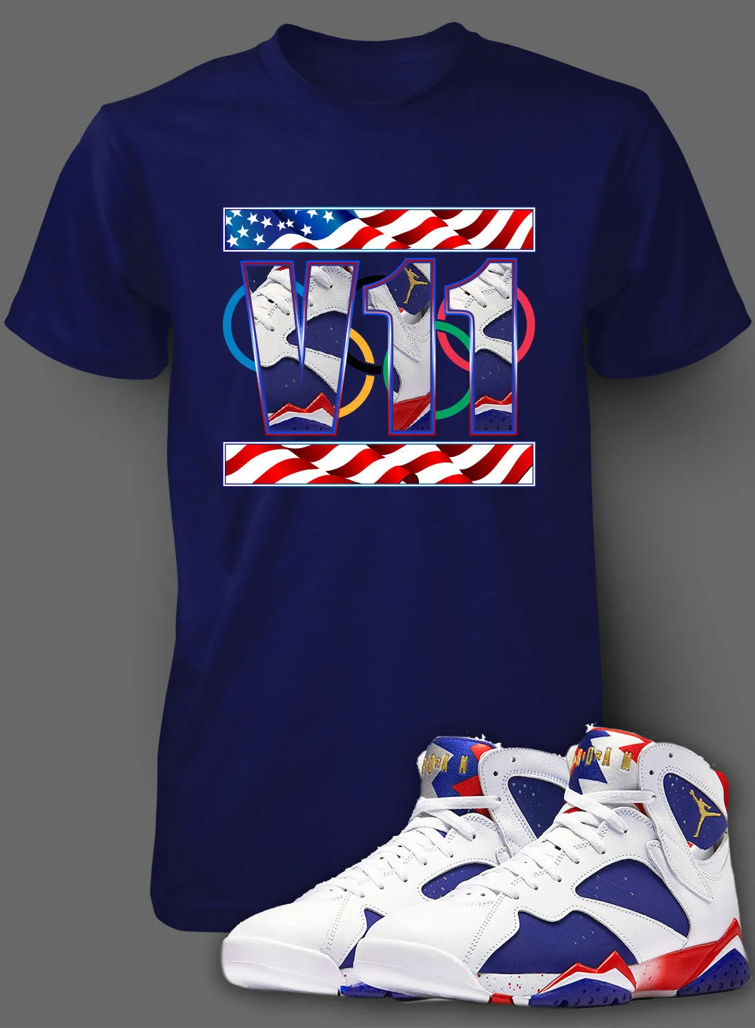 Graphic T Shirt To Match Retro Air Jordan 7 Olympic Shoe