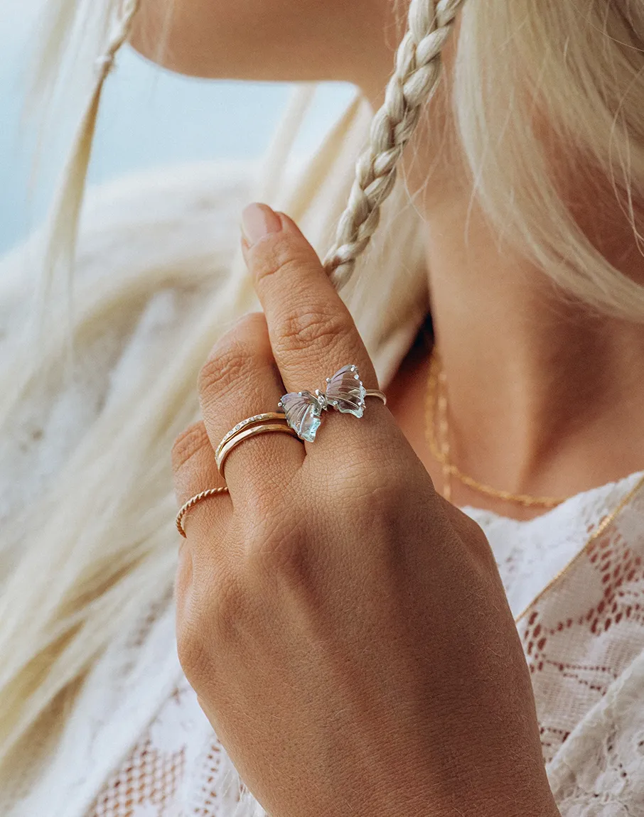 Green Amethyst Butterfly Ring