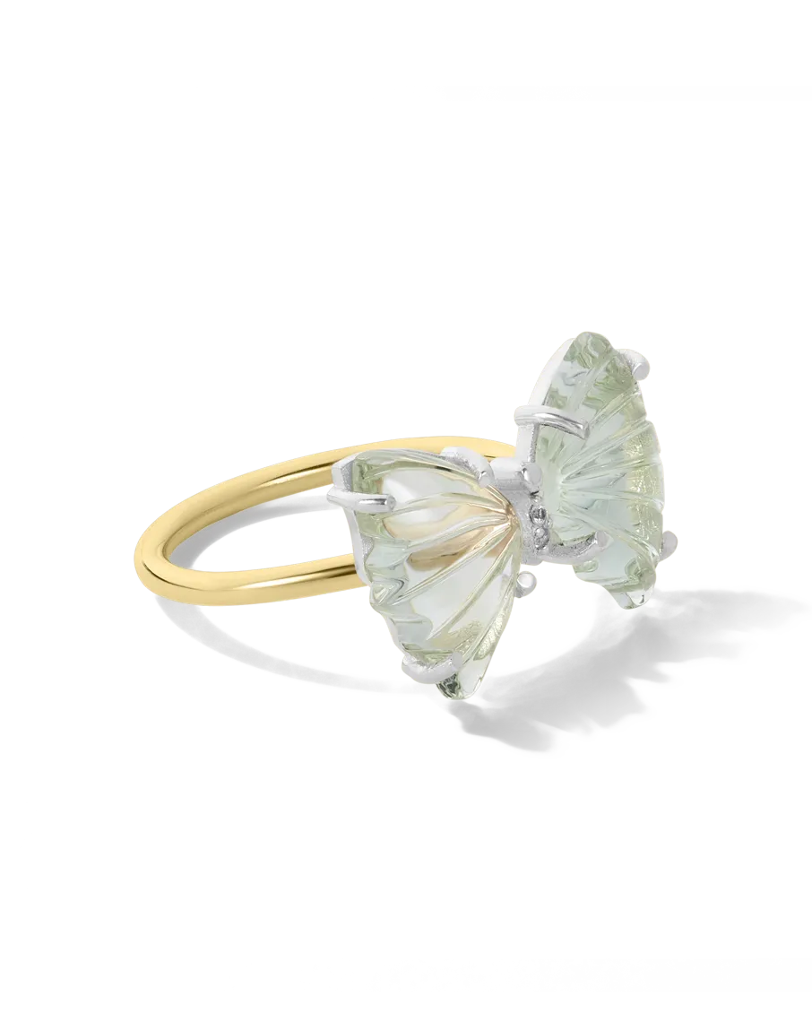 Green Amethyst Butterfly Ring