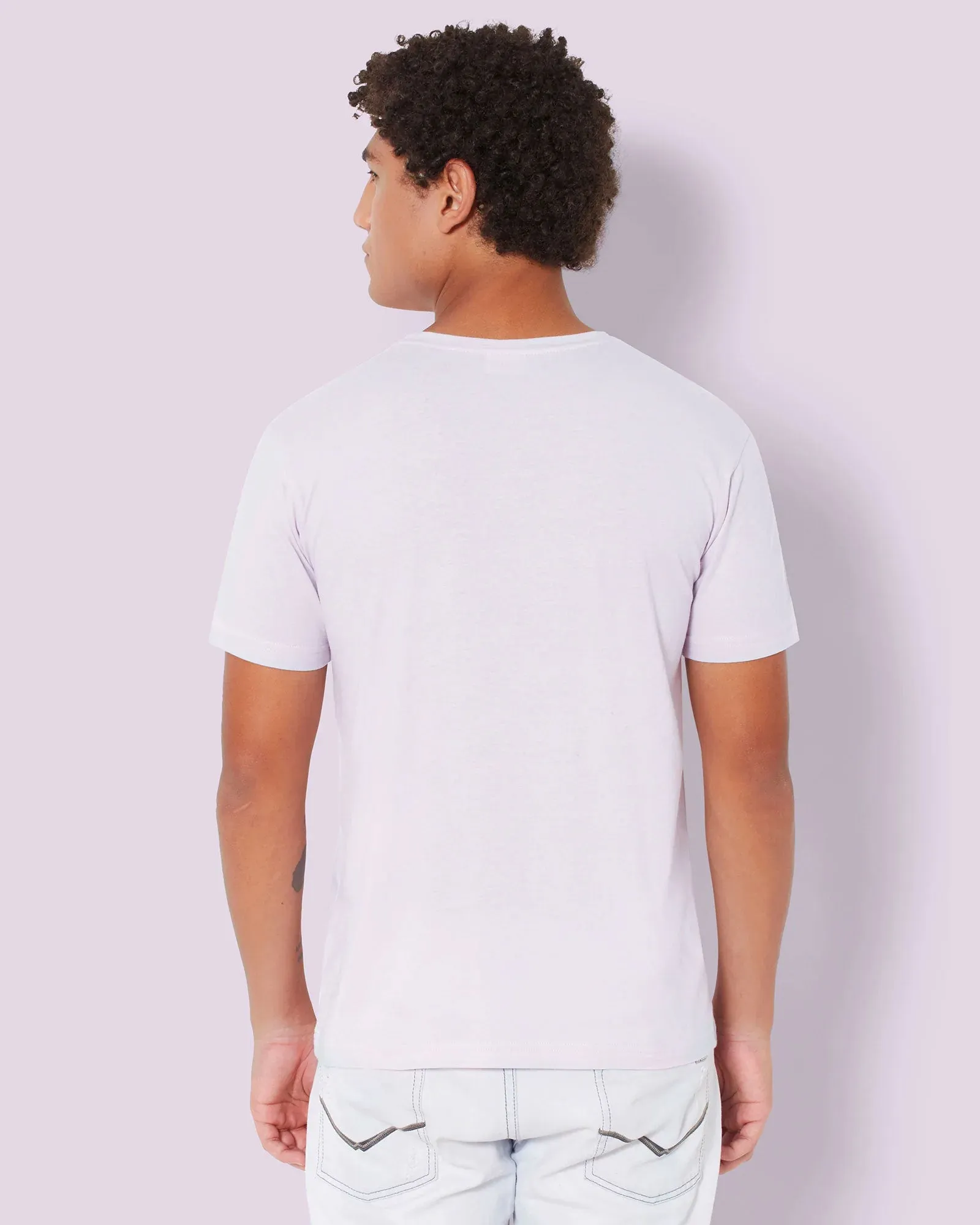 Half Sleeves Crew Neck: Lilac