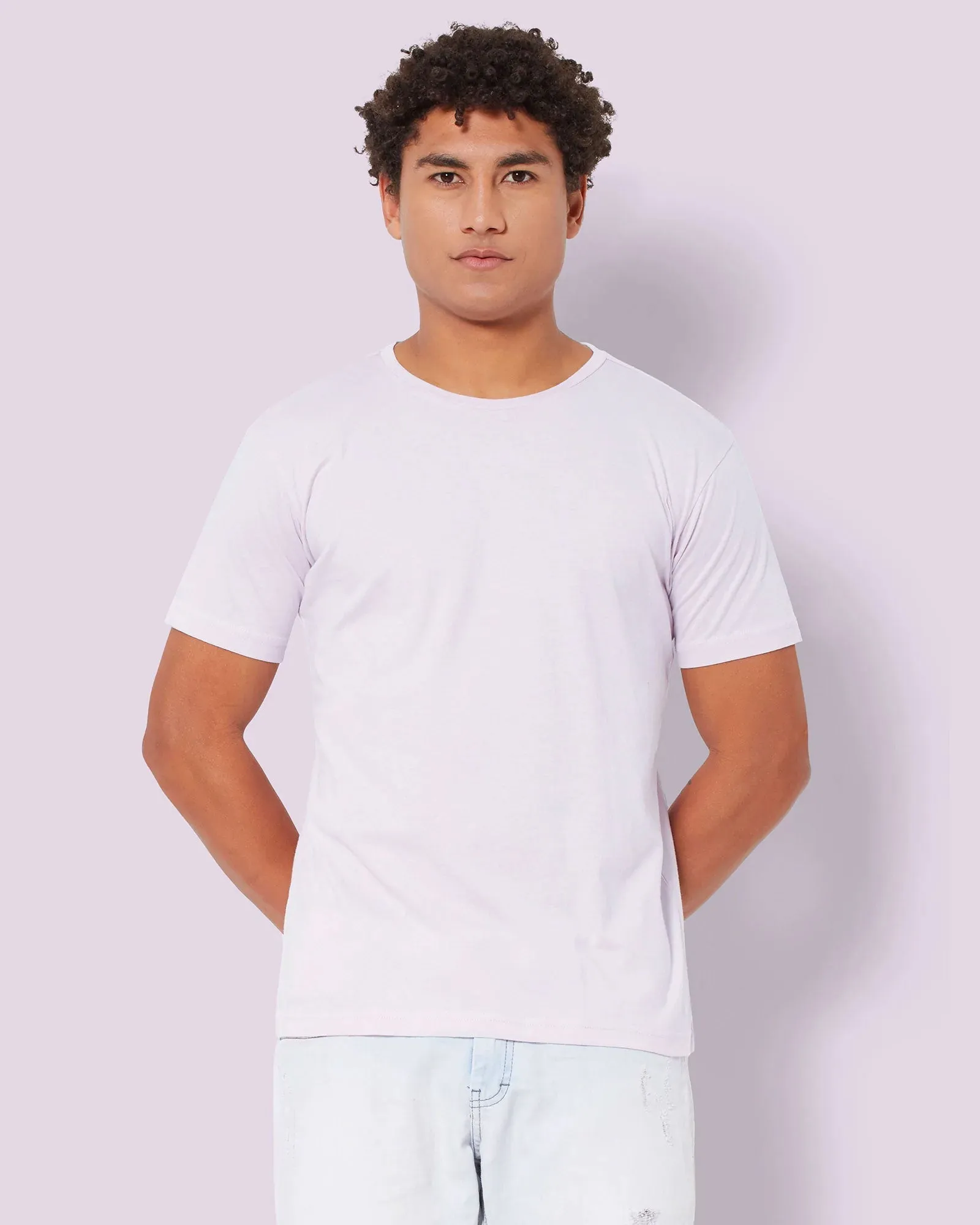 Half Sleeves Crew Neck: Lilac