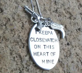 I keep a close watch on this heart of mine, walk the line, johnny cash, cowboy boot necklace, gifts for her, Mothers Day, natashaaloha