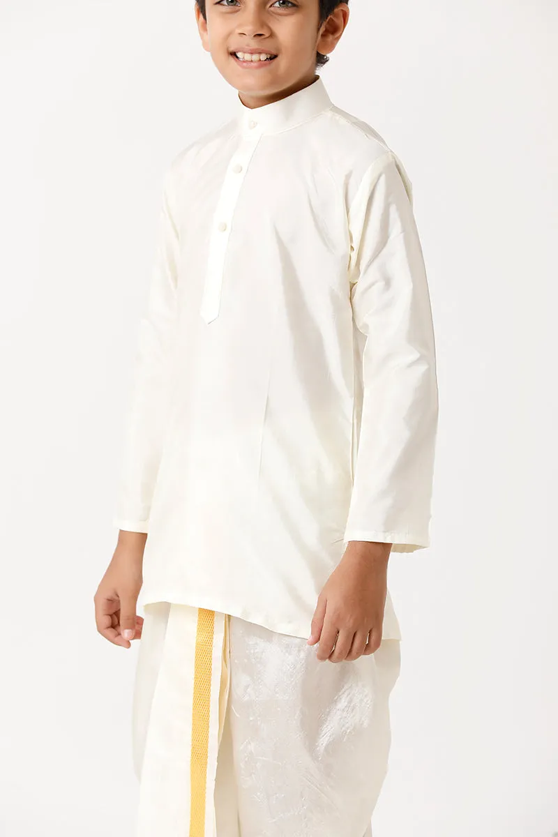 Ideal - Cream Kurta and Panchakacham 2 In 1 Set For Kids | Uathayam