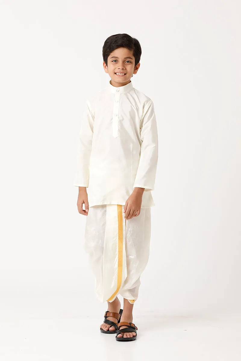 Ideal - Cream Kurta and Panchakacham 2 In 1 Set For Kids | Uathayam