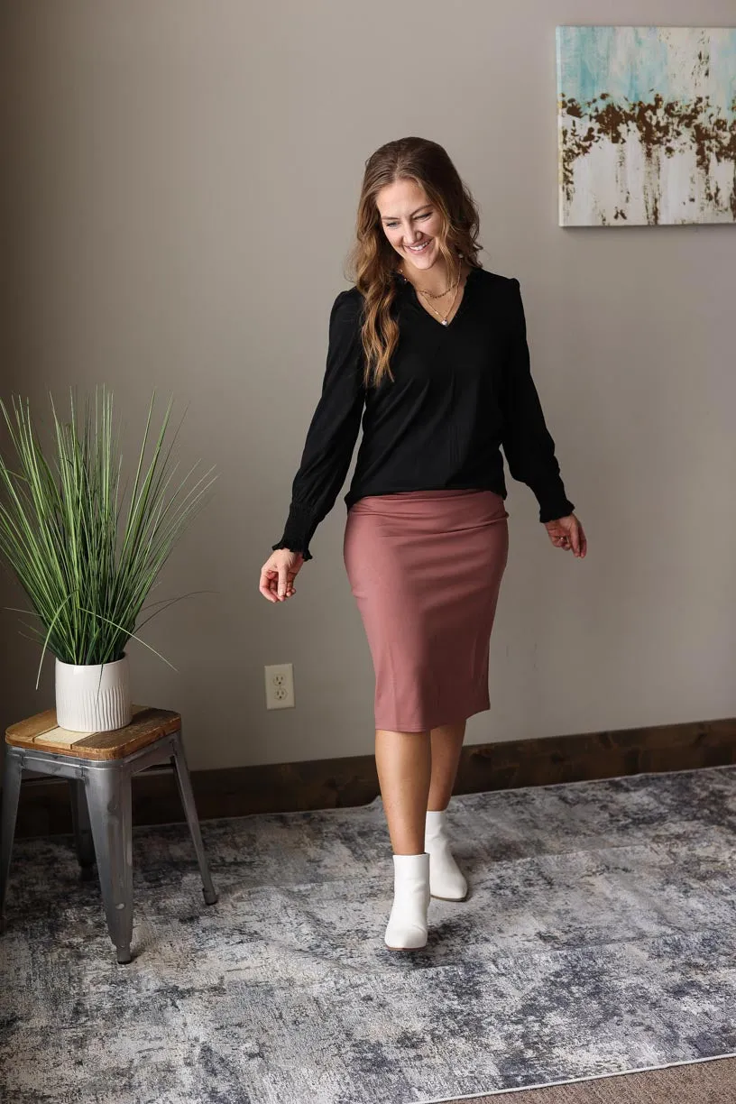 Inherit Dusty Mauve Midi Skirt • S/(8)