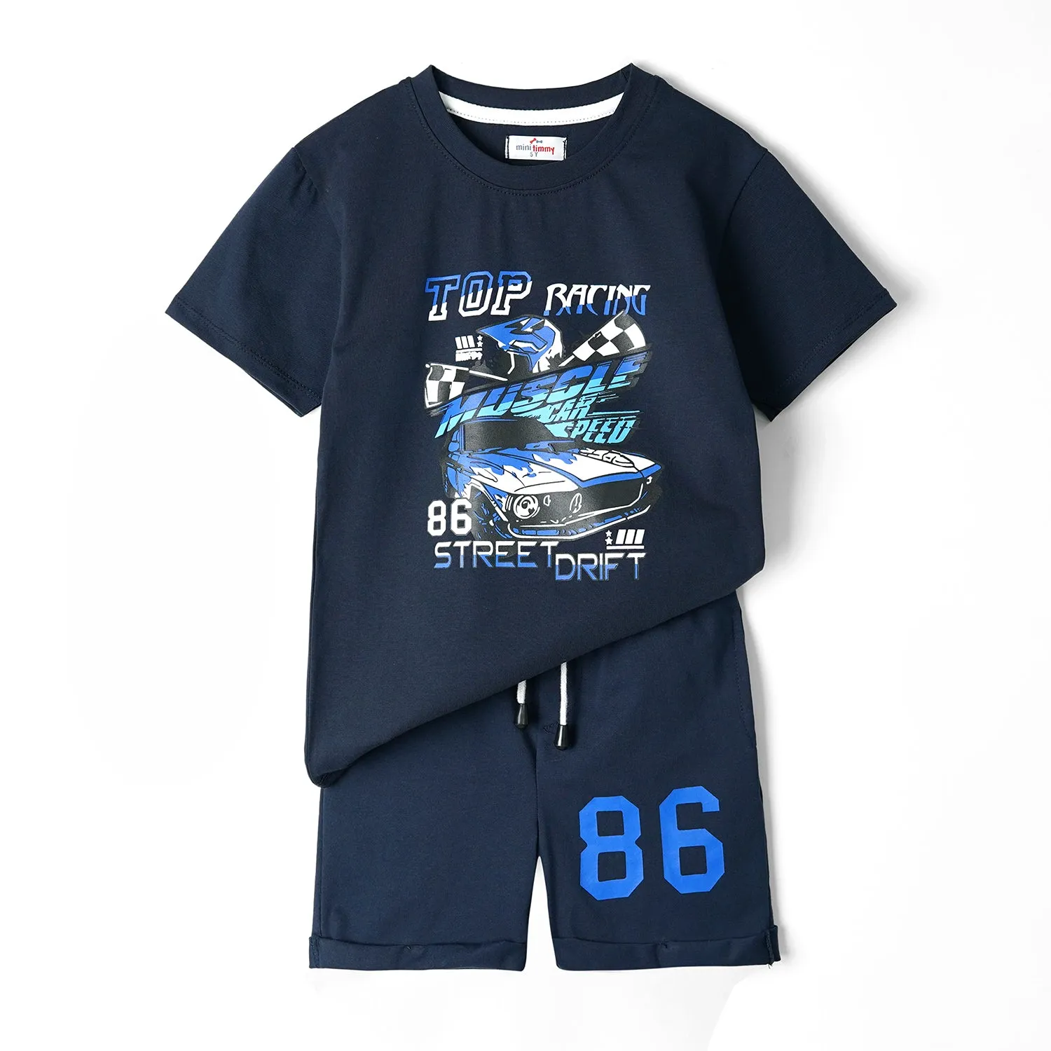 Kids Soft Cotton Graphic Navy Suit