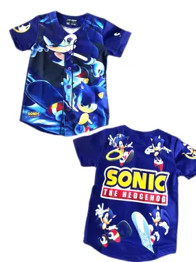 Kids sonic blue Baseball jersey