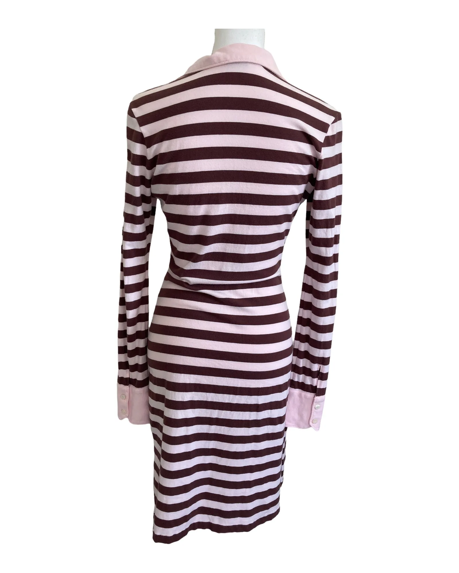 Le Tigre Pink and Brown Striped Polo Dress, S