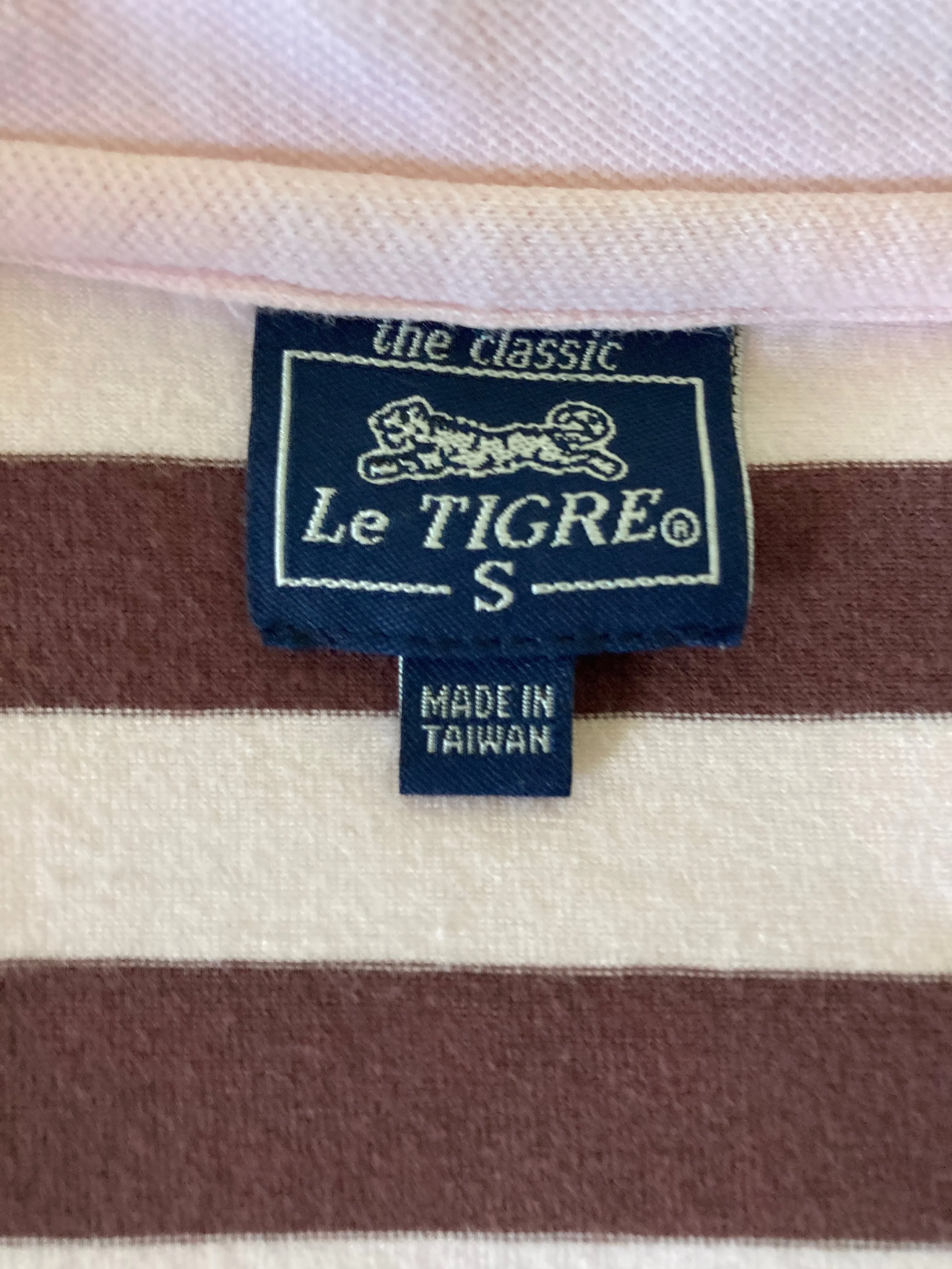 Le Tigre Pink and Brown Striped Polo Dress, S