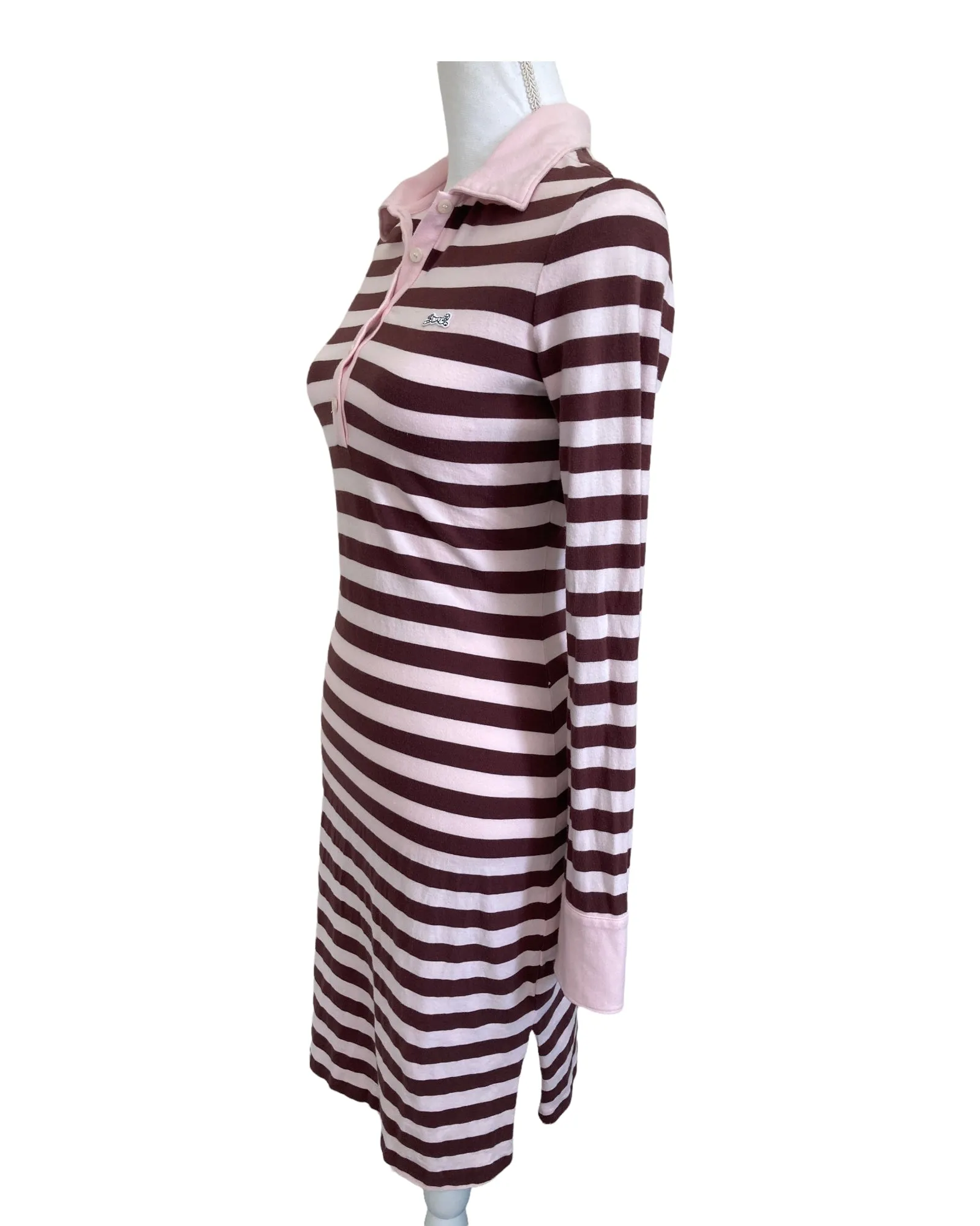 Le Tigre Pink and Brown Striped Polo Dress, S