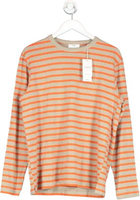 MANGO Orange Striped Sustainable Cotton Long Sleeve T-shirt BNWT UK M