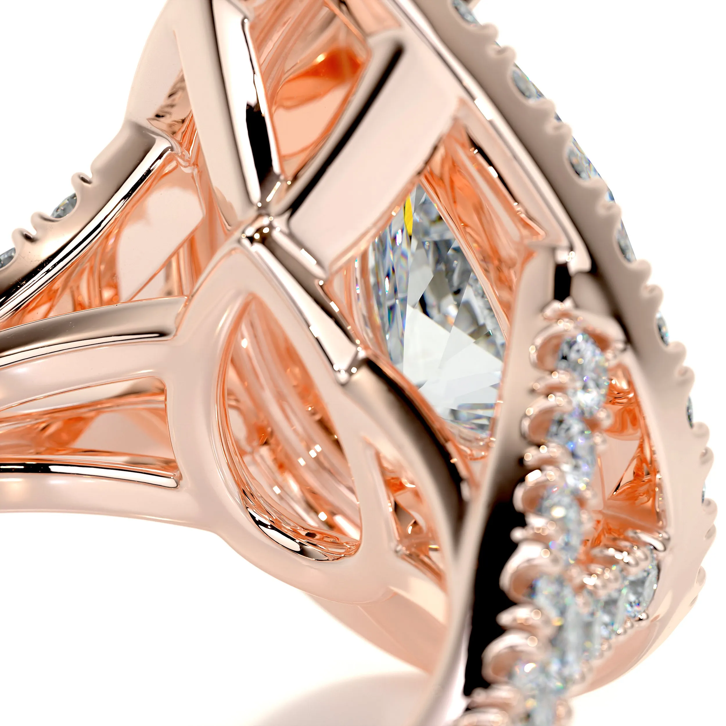 Melanie Moissanite & Diamonds Ring -14K Rose Gold