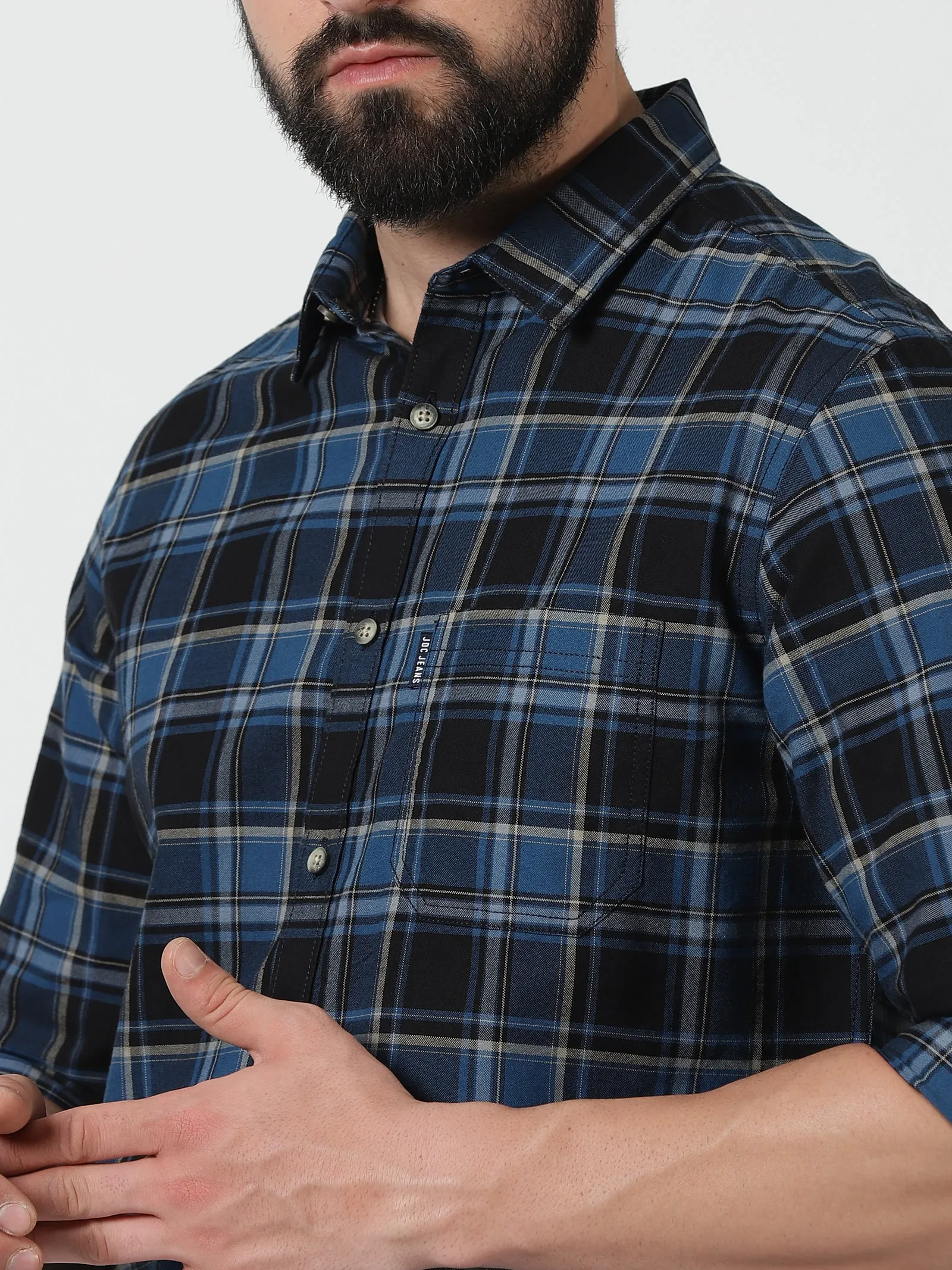 MEN'S BLUE CHECKS SLIM FIT SHIRT