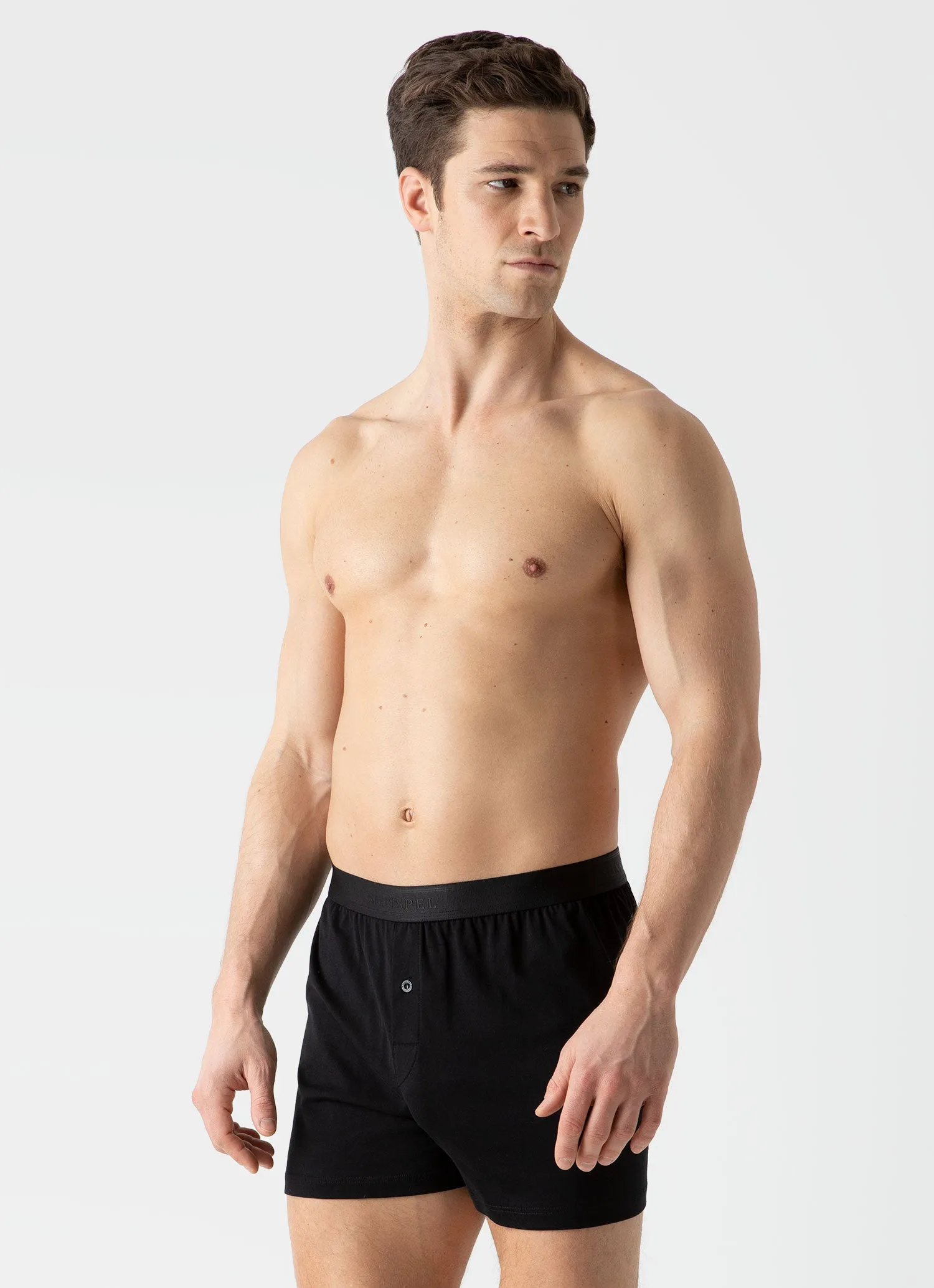 Men's Superfine Cotton One-Button Shorts in Black