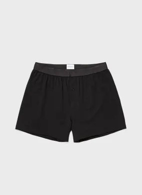 Men's Superfine Cotton One-Button Shorts in Black