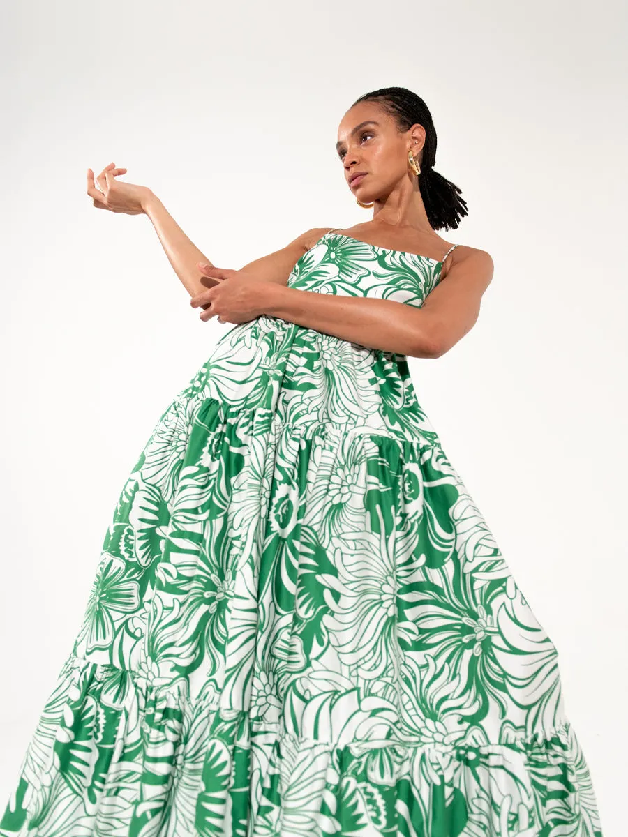 Merle Cotton Maxi Dress - Calypso Green