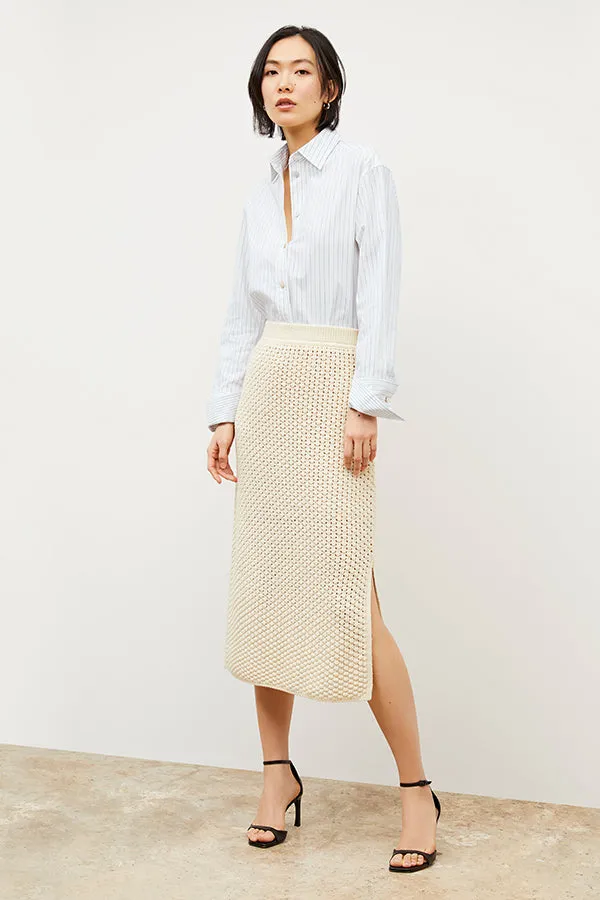 Mila Button-Down - Poplin Stripe :: Blue / Ivory