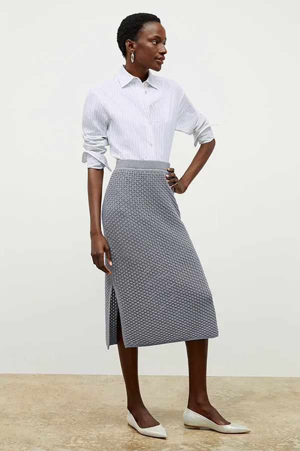 Mila Button-Down - Poplin Stripe :: Blue / Ivory