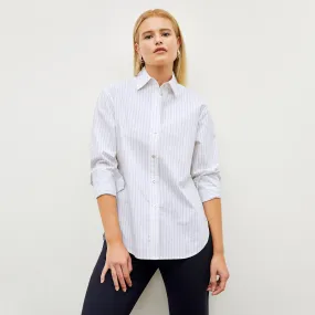 Mila Button-Down - Poplin Stripe :: Blue / Ivory