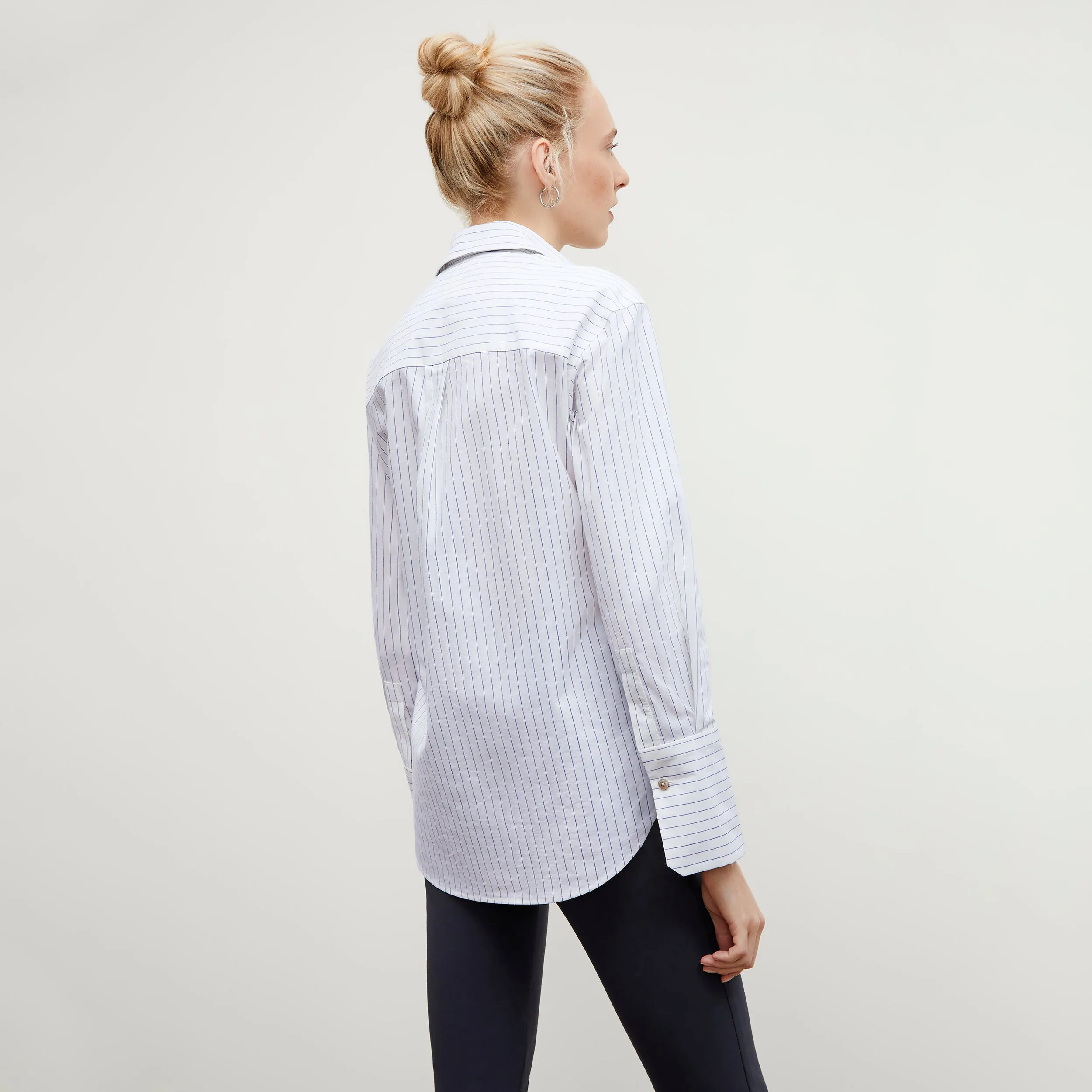 Mila Button-Down - Poplin Stripe :: Blue / Ivory