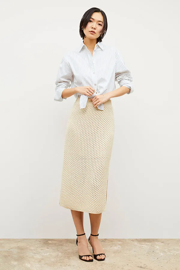 Mila Button-Down - Poplin Stripe :: Blue / Ivory