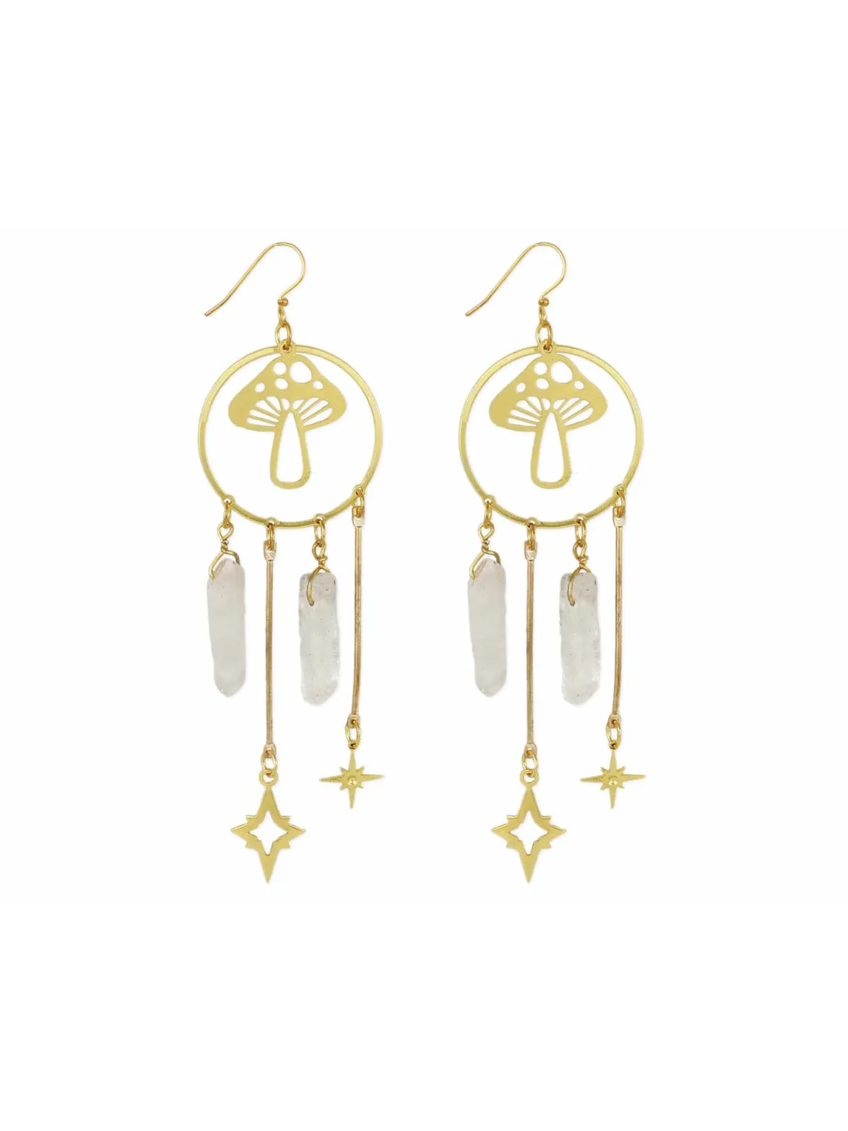 Mushroom & Quartz Statement Earrings