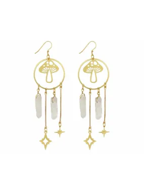 Mushroom & Quartz Statement Earrings