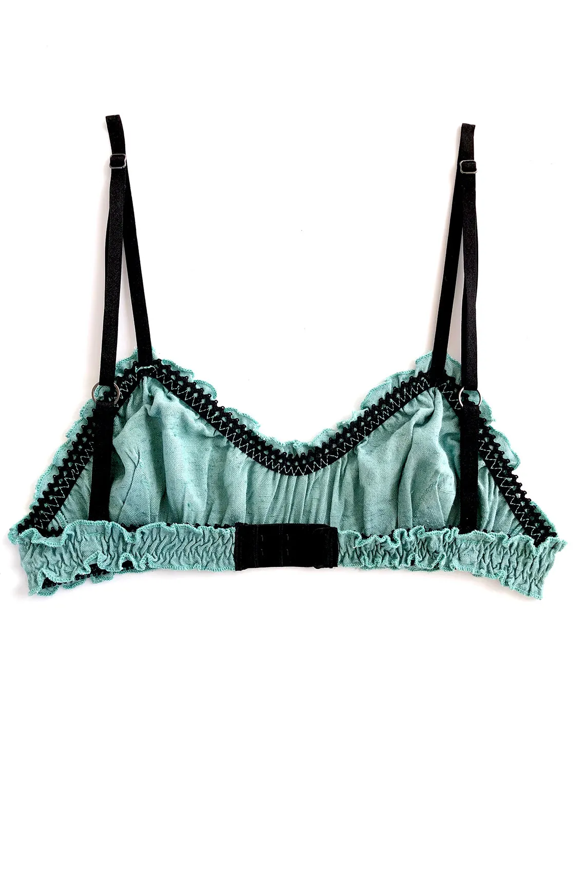 Oleander Bralette in Upcycled Vintage Teal Cotton