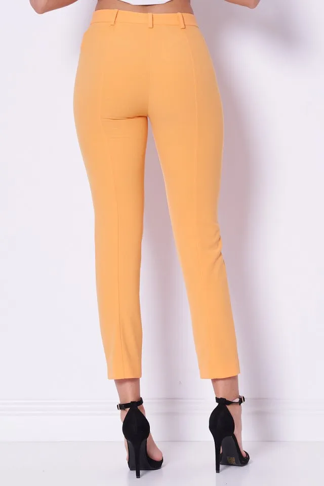 Orange Sorbet Slim cigarette pants in sablè crepe fabric