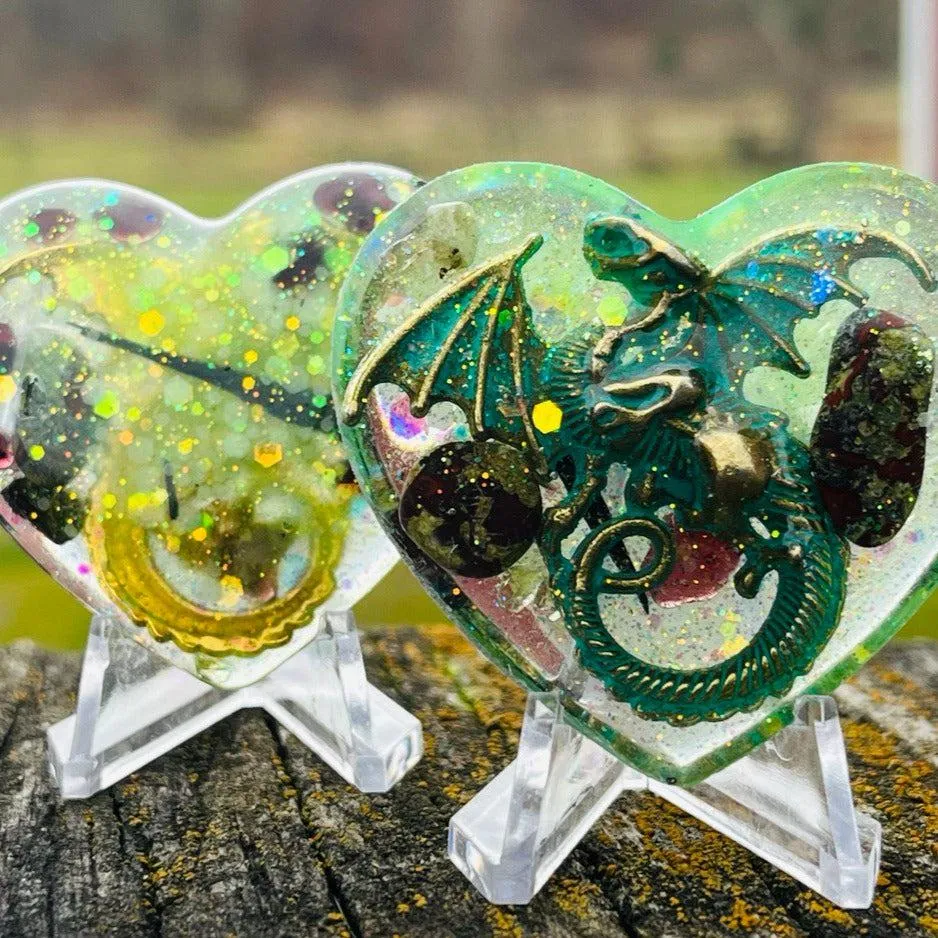 Orgonite Dragon Heart (Large) ~Hand crafted and infused with metals and crystals~ Great for Friends and Gifting