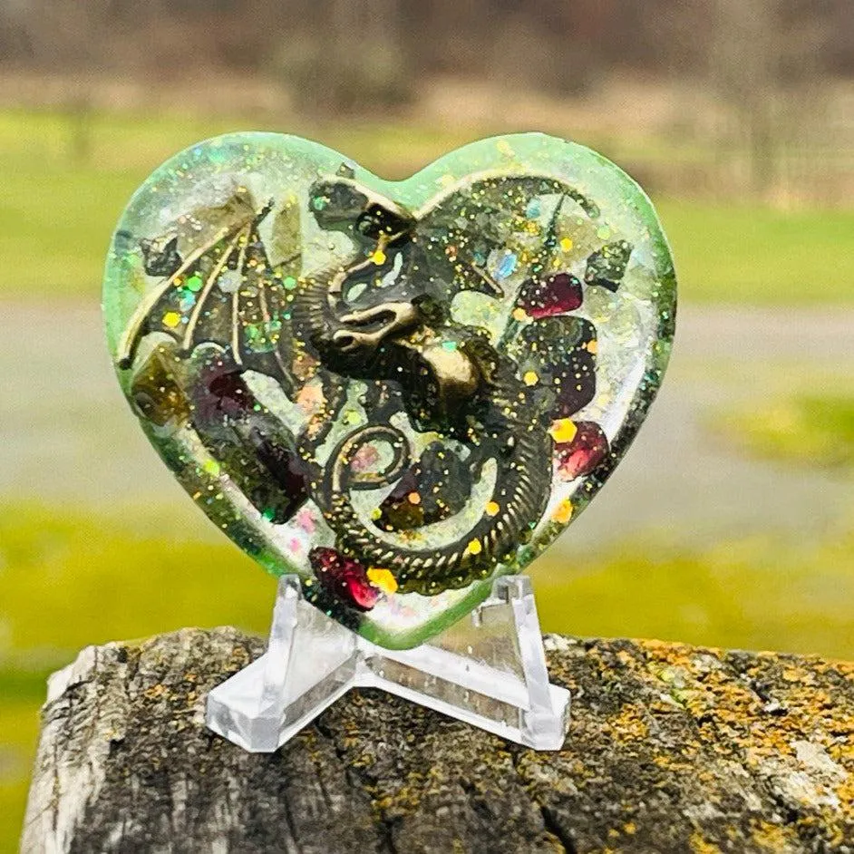 Orgonite Dragon Heart (Large) ~Hand crafted and infused with metals and crystals~ Great for Friends and Gifting