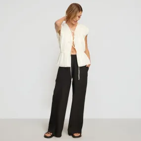 Paula Smocked-Waist Wide Leg Pant