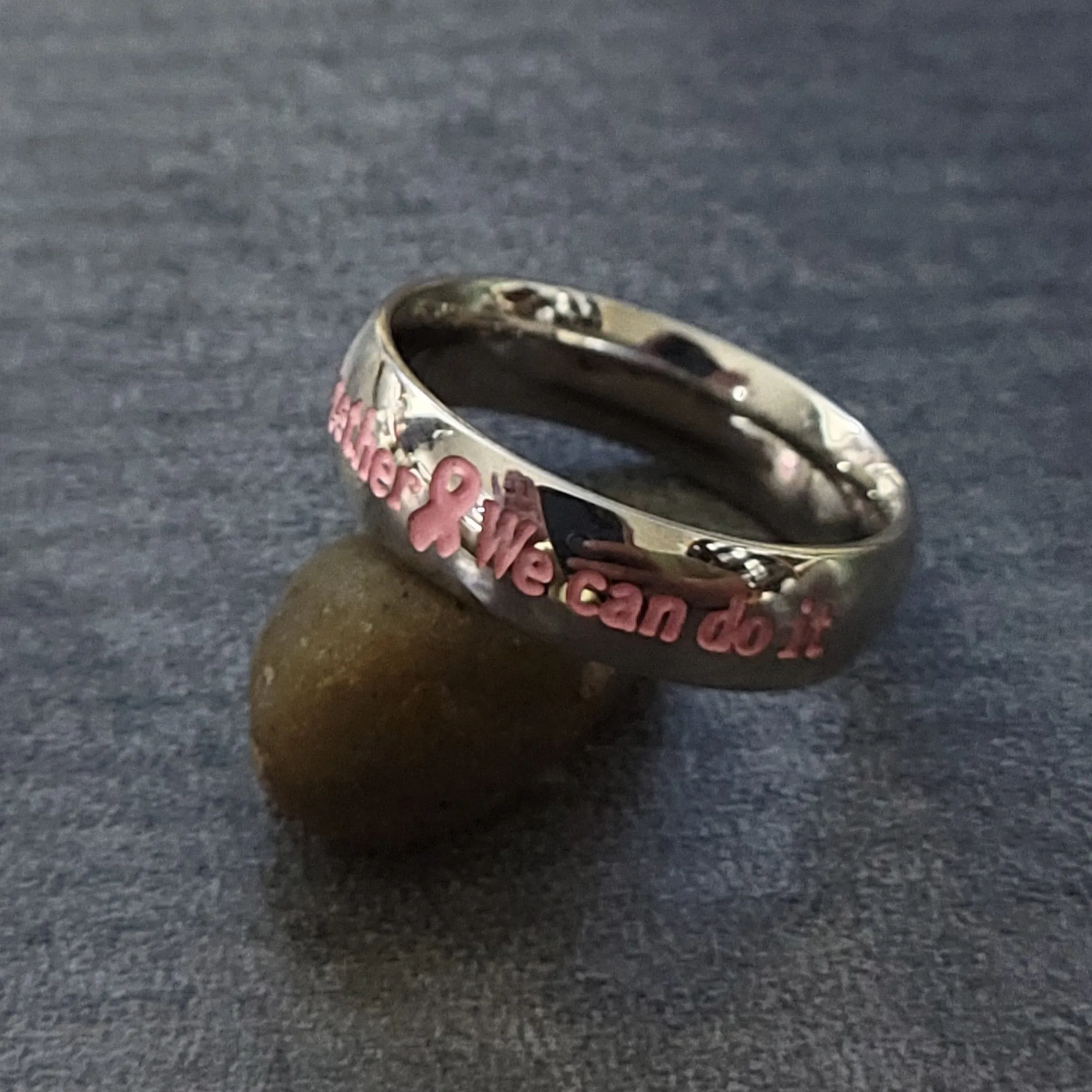 Personalized Together We Can Do It Breast Cancer Awareness Ring