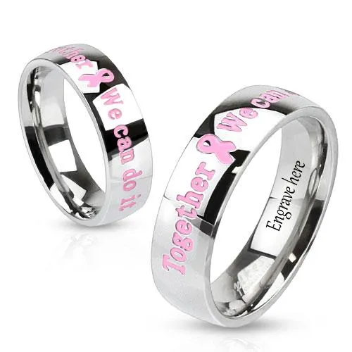 Personalized Together We Can Do It Breast Cancer Awareness Ring