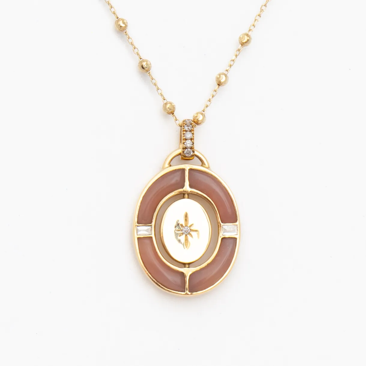 Pink Opal Gemelli Inlay Pendant