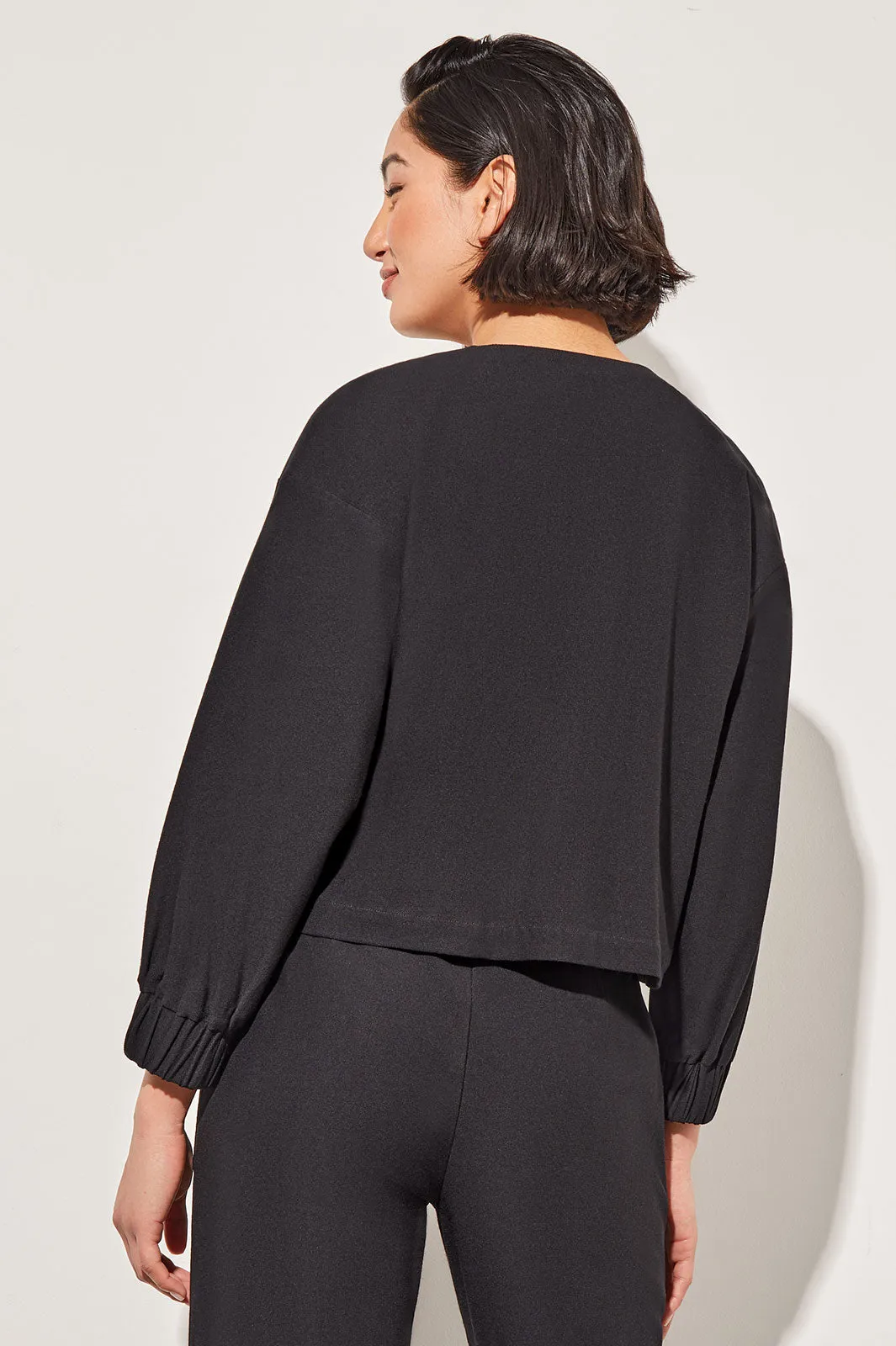 Relaxed Fit Jacket - Drop Shoulder Deco Crepe, Black