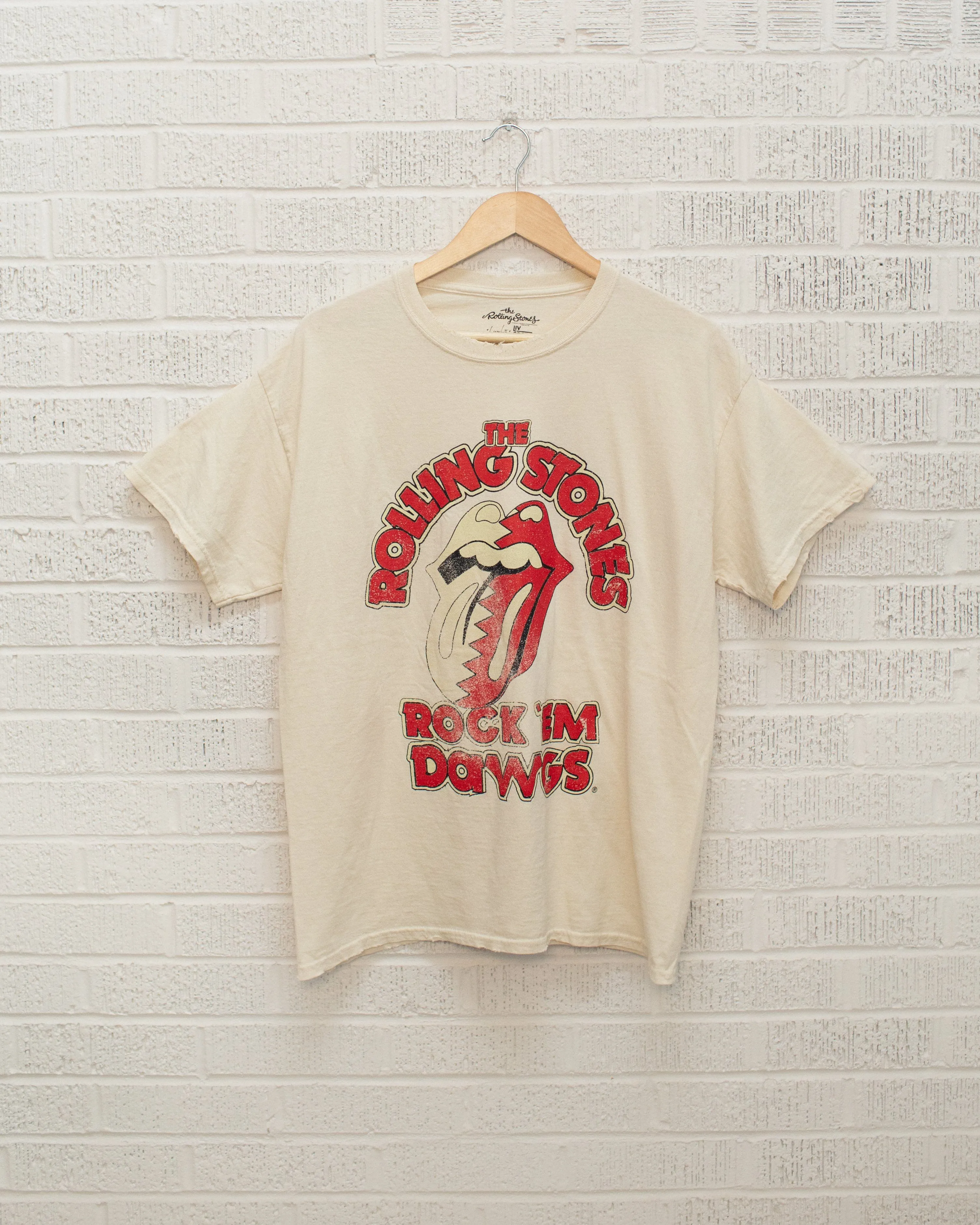 Rolling Stones Rock 'Em Dawgs Off White Thrifted Tee