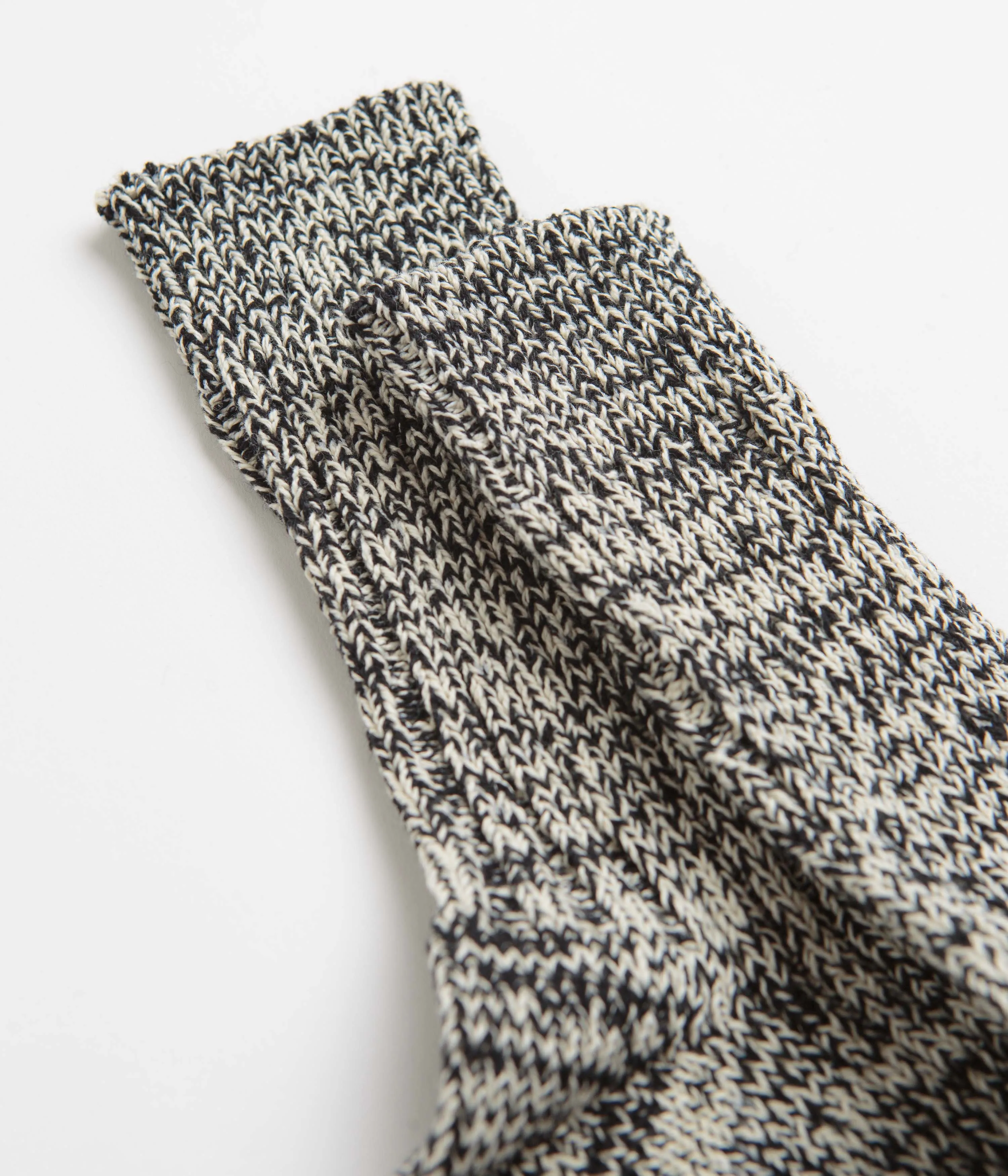 RoToTo Recycled Cotton Crew Socks - Black / Ivory