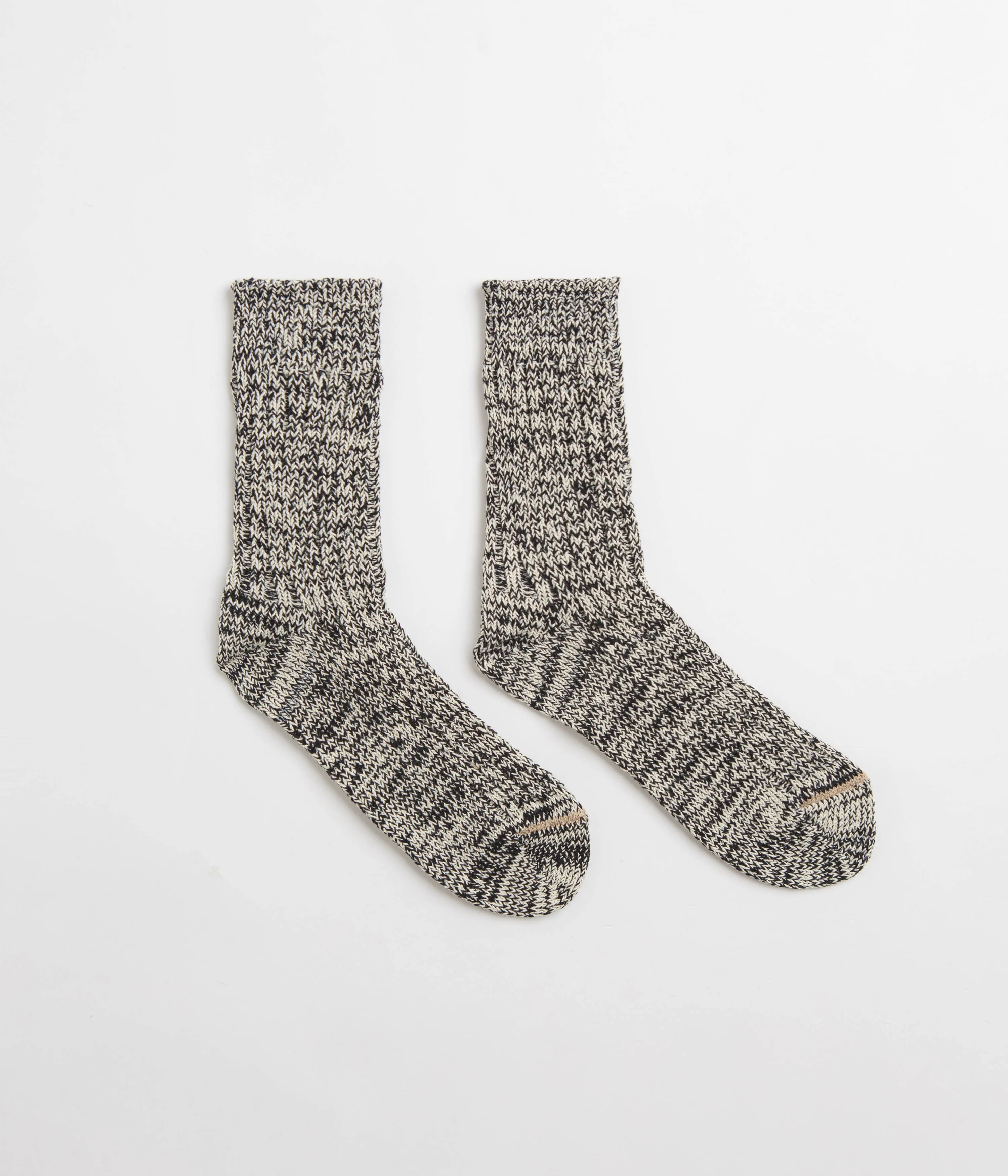 RoToTo Recycled Cotton Crew Socks - Black / Ivory