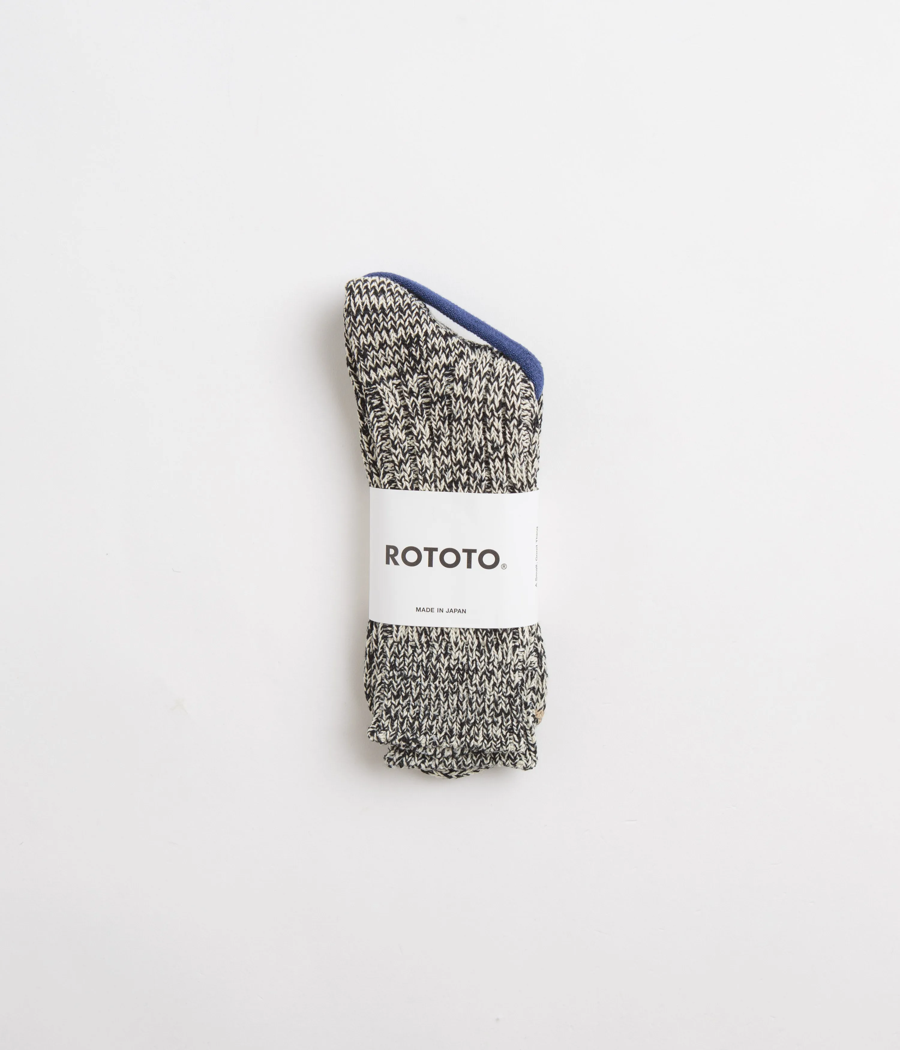 RoToTo Recycled Cotton Crew Socks - Black / Ivory