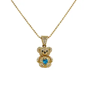 Set gold 14k chain teddy pendant