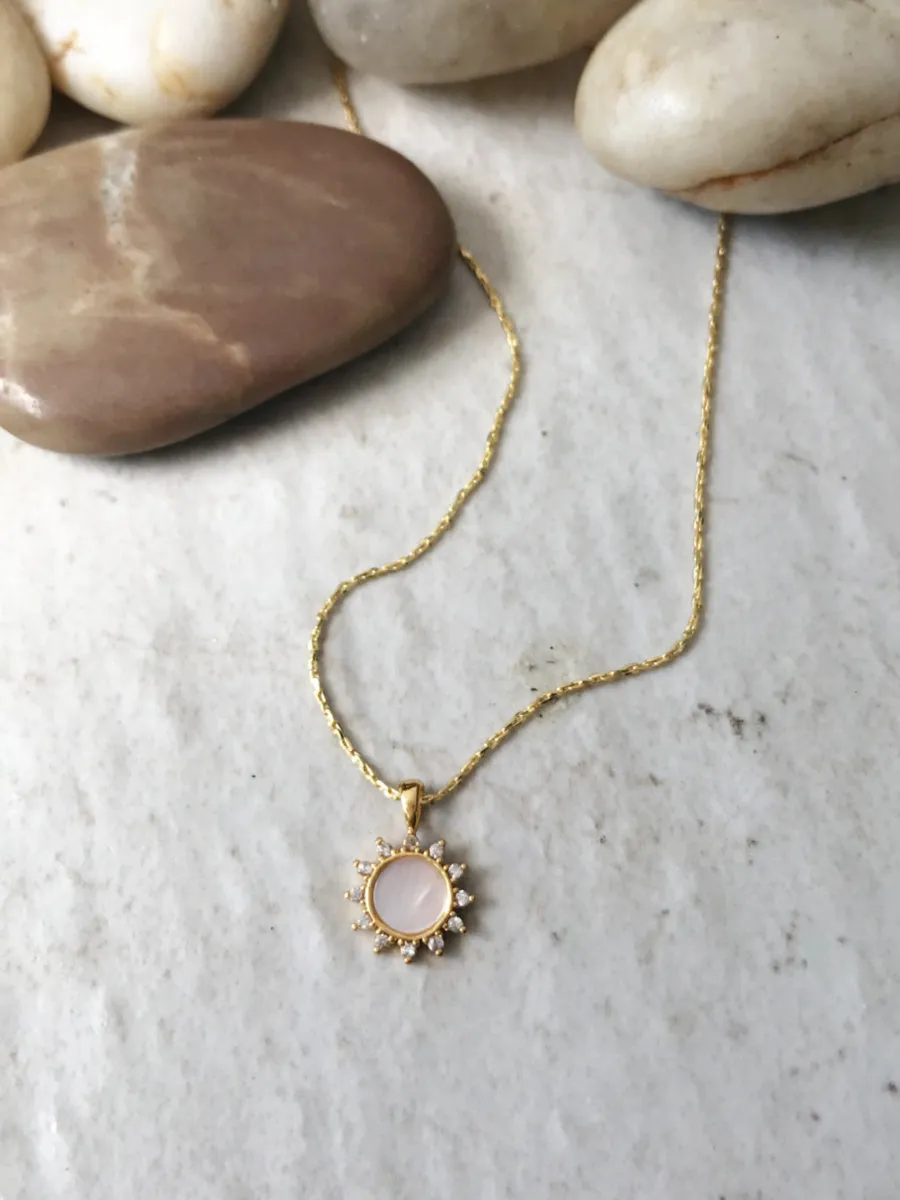 Shell & CZ Sun Necklace