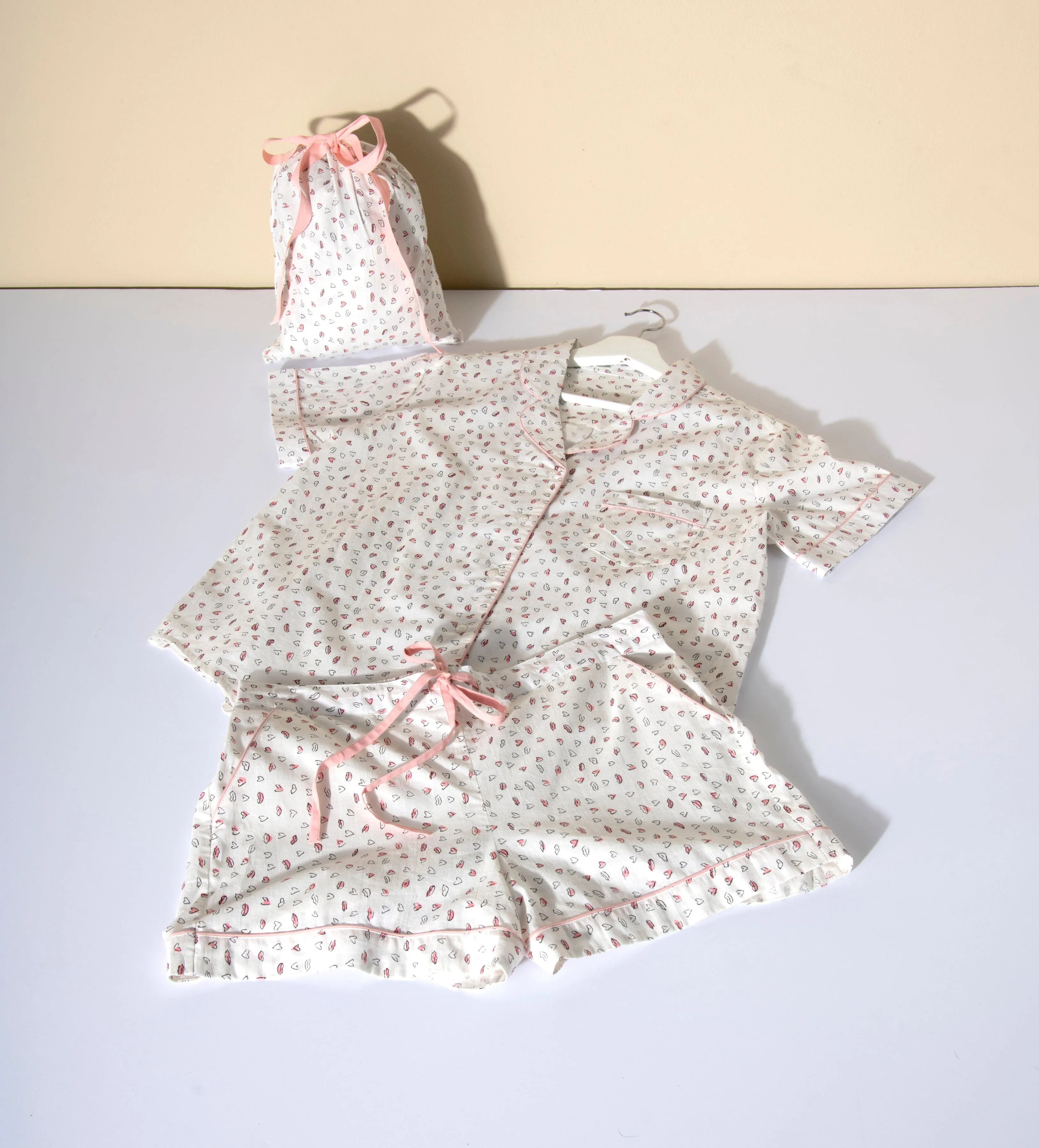 Shiraleah Luv heart Print Pj Set, Ivory by Shiraleah