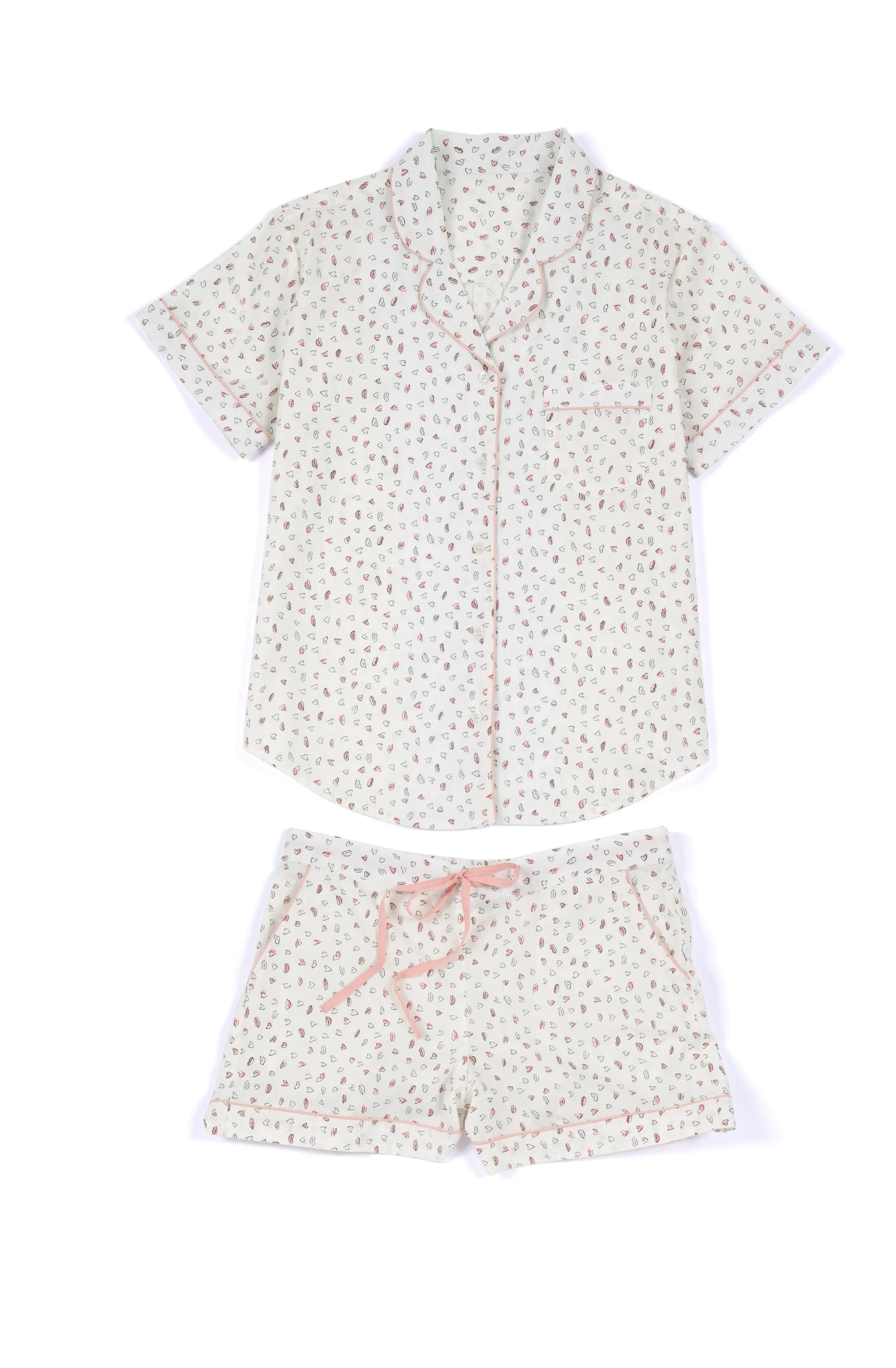 Shiraleah Luv heart Print Pj Set, Ivory by Shiraleah