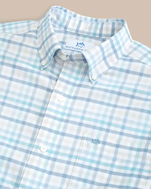 Southern Tide Coastal Passage Pelham Gingham Long Sleeve Sport Shirt - Marine Blue