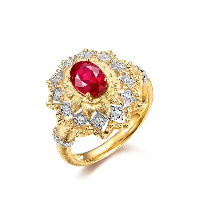 Sun Rays Ruby Ring