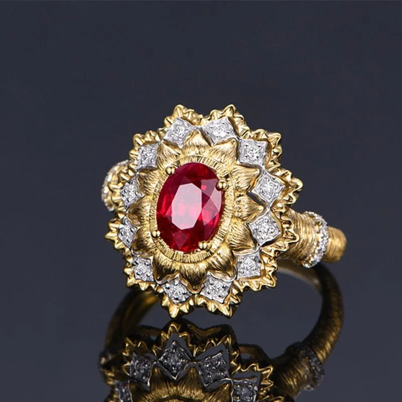 Sun Rays Ruby Ring